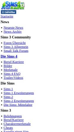 Vorschau der mobilen Webseite www.sims-3.net, Sims-3.net