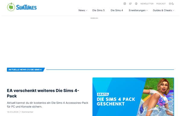 Vorschau von www.simtimes.de, SimTimes