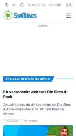 Vorschau der mobilen Webseite www.simtimes.de, SimTimes