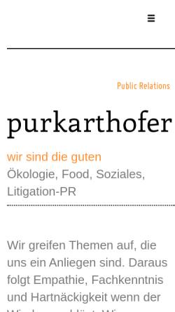 Vorschau der mobilen Webseite www.purkarthofer-pr.at, Mag. Franz-Jakob Purkarthofer, Werbeagentur