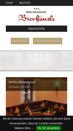Vorschau der mobilen Webseite www.bierhaeusle.de, Hotel-Restaurant Bierhäusle