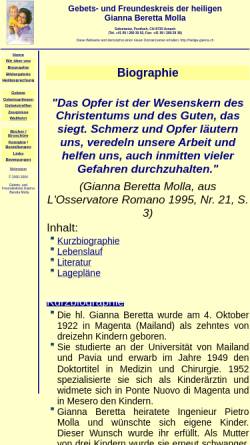 Vorschau der mobilen Webseite heilige-gianna.ch, Gianna Beretta Molla