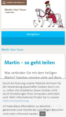 Vorschau der mobilen Webseite www.martin-von-tours.de, Der Heilige Martin von Tours