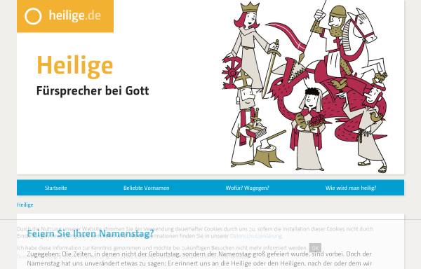 Vorschau von www.heilige.de, Namenstagkalender