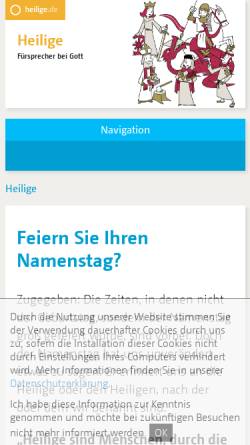 Vorschau der mobilen Webseite www.heilige.de, Namenstagkalender