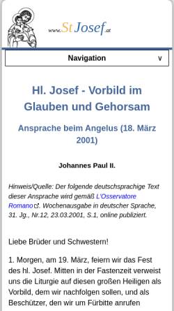 Vorschau der mobilen Webseite www.stjosef.at, Josef