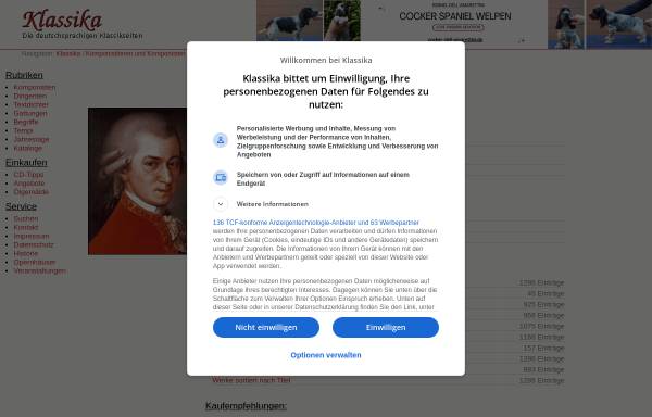 Vorschau von www.klassika.info, Wolfgang Amadeus Mozart