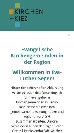 Vorschau der mobilen Webseite www.segenskirche.de, Ev. Segensgemeinde zu Berlin-Reinickendorf