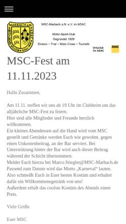 Vorschau der mobilen Webseite www.msc-marbach.de, Motor-Sport-Club Marbach a.N. e.V.