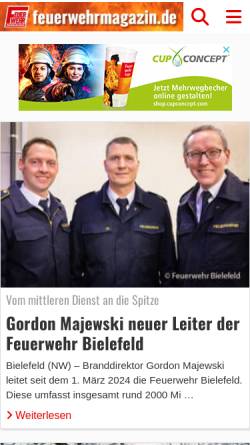 Vorschau der mobilen Webseite www.feuerwehrmagazin.de, Feuerwehrmagazin