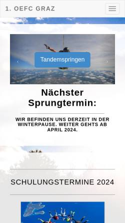 Vorschau der mobilen Webseite www.oefc.at, 1. Österreichischer Fallschirmspringerclub