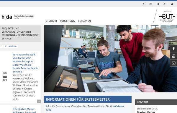 Vorschau von www.iuw.h-da.de, Bachelor- und Masterstudiengang 