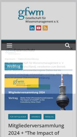 Vorschau der mobilen Webseite www.wissensmanagement-gesellschaft.de, Wissensmanagement-Gesellschaft - GfWM e.V.