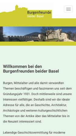 Vorschau der mobilen Webseite www.burgenfreunde.ch, Burgenfreunde beider Basel