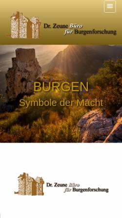 Vorschau der mobilen Webseite www.burgenforschung-zeune.de, Dr. Joachim Zeune: Büro für Burgenforschung