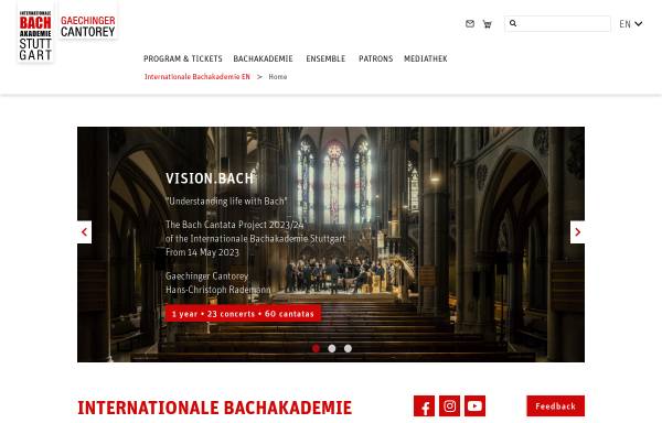 Vorschau von www.bachakademie.de, Bachakademie Stuttgart