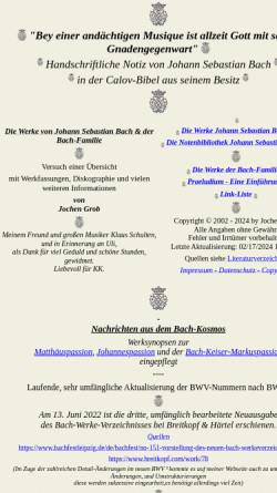 Vorschau der mobilen Webseite www.bachdiskographie.de, Bachdiskographie - Versuch einer Übersicht