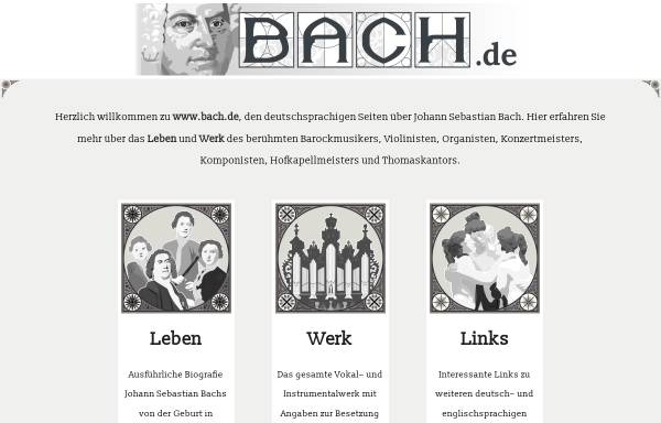 Vorschau von www.bach.de, Seiten für Musik