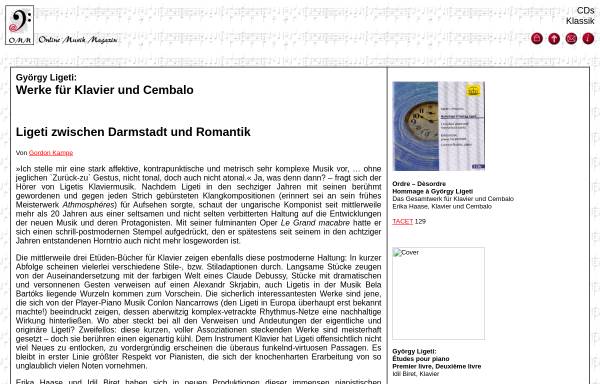 Vorschau von www.omm.de, Ligeti zwischen Darmstadt und Romantik