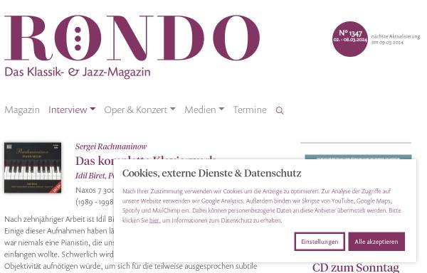 Vorschau von www.rondomagazin.de, Sergej Rachmaninow, Das komplette Klavierwerk