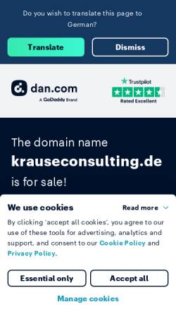 Vorschau der mobilen Webseite www.krauseconsulting.de, Krause Consulting - Dipl.-Ing. Peter Krause