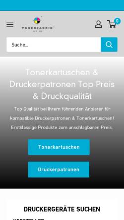 Vorschau der mobilen Webseite www.tonerfabrik-berlin.de, Tonerfabrik 2.0 GmbH