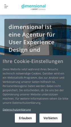 Vorschau der mobilen Webseite www.dimensional.de, Dimensional GmbH