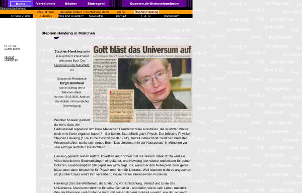 Vorschau von www.quanten.de, Gott bläst das Universum auf