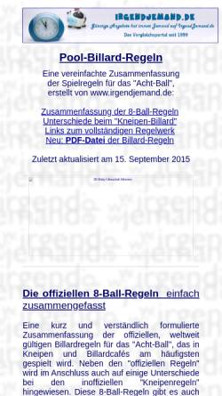 Vorschau der mobilen Webseite www.irgendjemand.de, Pool-Billard-Regeln