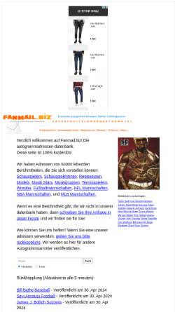 Vorschau der mobilen Webseite de.fanmail.biz, Fanmail.biz