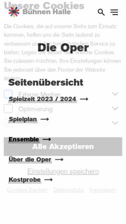 Vorschau der mobilen Webseite www.oper-halle.de, Halle, Opernhaus