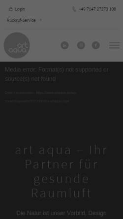Vorschau der mobilen Webseite www.artaqua.de, Art aqua GmbH & Co.