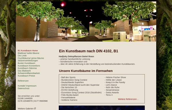 Vorschau von www.b1-kunstbaum.de, Kunstbaum nach DIN 4102, B1 von Hadjisky