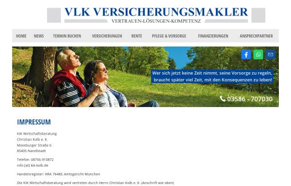 Vorschau von www.vlk-versicherungen.de, KIK Wirtschaftsberatung, Inh. Christian Kolb e.K.