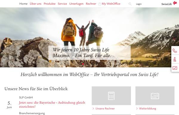 Vorschau von www.swisslife-weboffice.de, Swiss Life WebOffice: Versicherungsplattform
