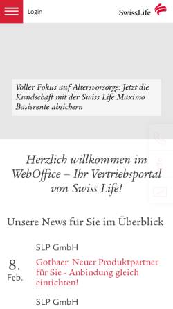 Vorschau der mobilen Webseite www.swisslife-weboffice.de, Swiss Life WebOffice: Versicherungsplattform