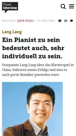 Vorschau der mobilen Webseite www.planet-interview.de, Ein Pianist zu sein bedeutet auch, sehr individuell zu sein