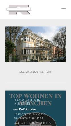 Vorschau der mobilen Webseite www.rossius.de, Gebr. Rossius Industrie- und Wohnbau oHG