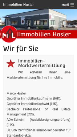 Vorschau der mobilen Webseite www.hasler-immobilien.de, Hasler Immobilien OHG