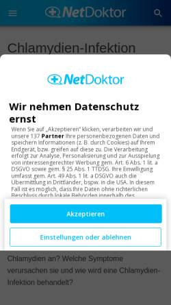 Vorschau der mobilen Webseite www.netdoktor.de, Netdoktor: Chlamydien-Infektion