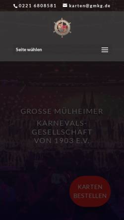 Vorschau der mobilen Webseite www.gmkg.de, G.M.K.G. - Große Mülheimer Karnevalsgesellschaft e.V. 1903