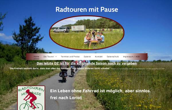 Vorschau von www.radtouren-mit-pause.de, Radtouren mit Pause