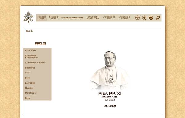 Vorschau von www.vatican.va, Der Heilige Vater Pius XI