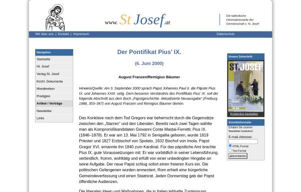 Vorschau von www.stjosef.at, Pius XI