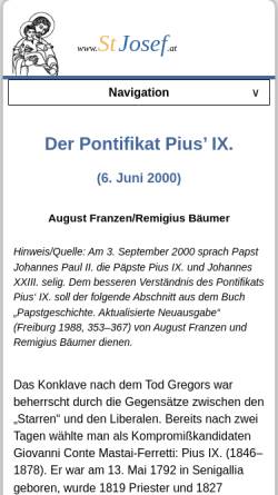 Vorschau der mobilen Webseite www.stjosef.at, Pius XI
