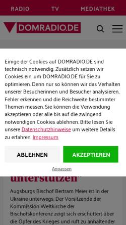 Vorschau der mobilen Webseite www.domradio.de, Domradio