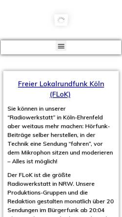 Vorschau der mobilen Webseite www.flok.de, FLoK - Freier Lokalrundfunk Köln e.V.