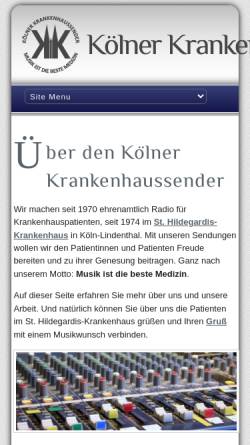 Vorschau der mobilen Webseite www.krankenhaussender.de, Kölner Krankenhaussender e.V.