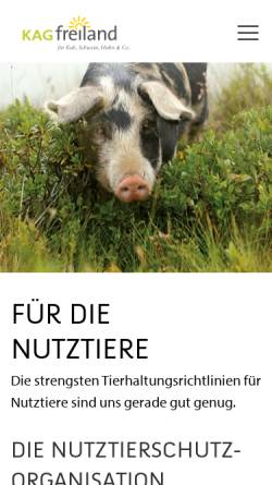 Vorschau der mobilen Webseite www.kagfreiland.ch, Kagfreiland für die Tiere auf dem Bauernhof