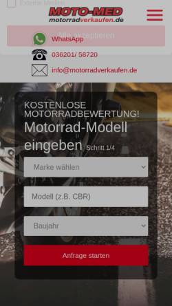 Vorschau der mobilen Webseite www.moto-med.de, Motomed, Inh. Tino Zawischa